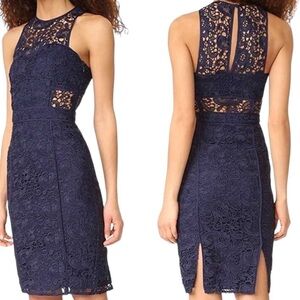 Likely Avenell Lace Navy Sheath Sleeveless Cut Out Cocktail Formal Dress Size 4